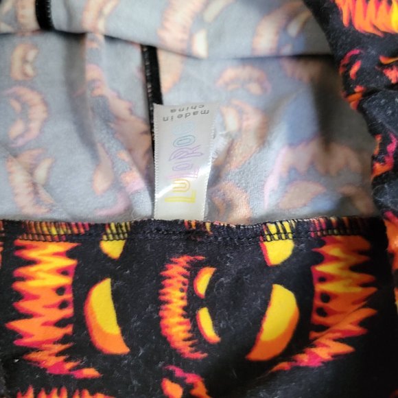 LuLaRoe Black and Orange Halloween Jack-O-Lantern Buttery Soft Leggings One Size - Picture 5 of 16